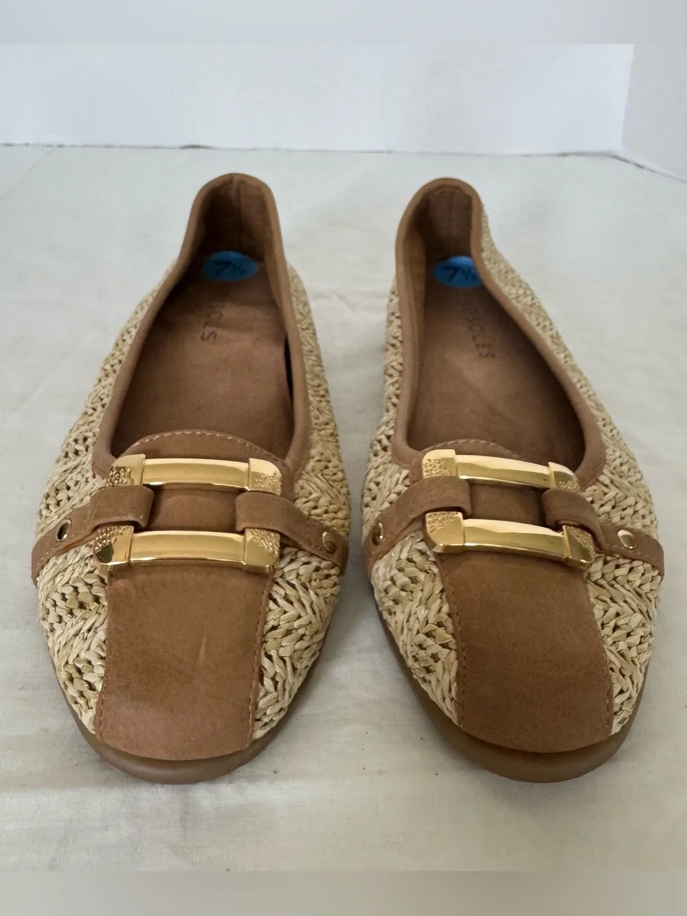 AEROSOLES Tan and Natural Woven Ballet Flats Size 7.5